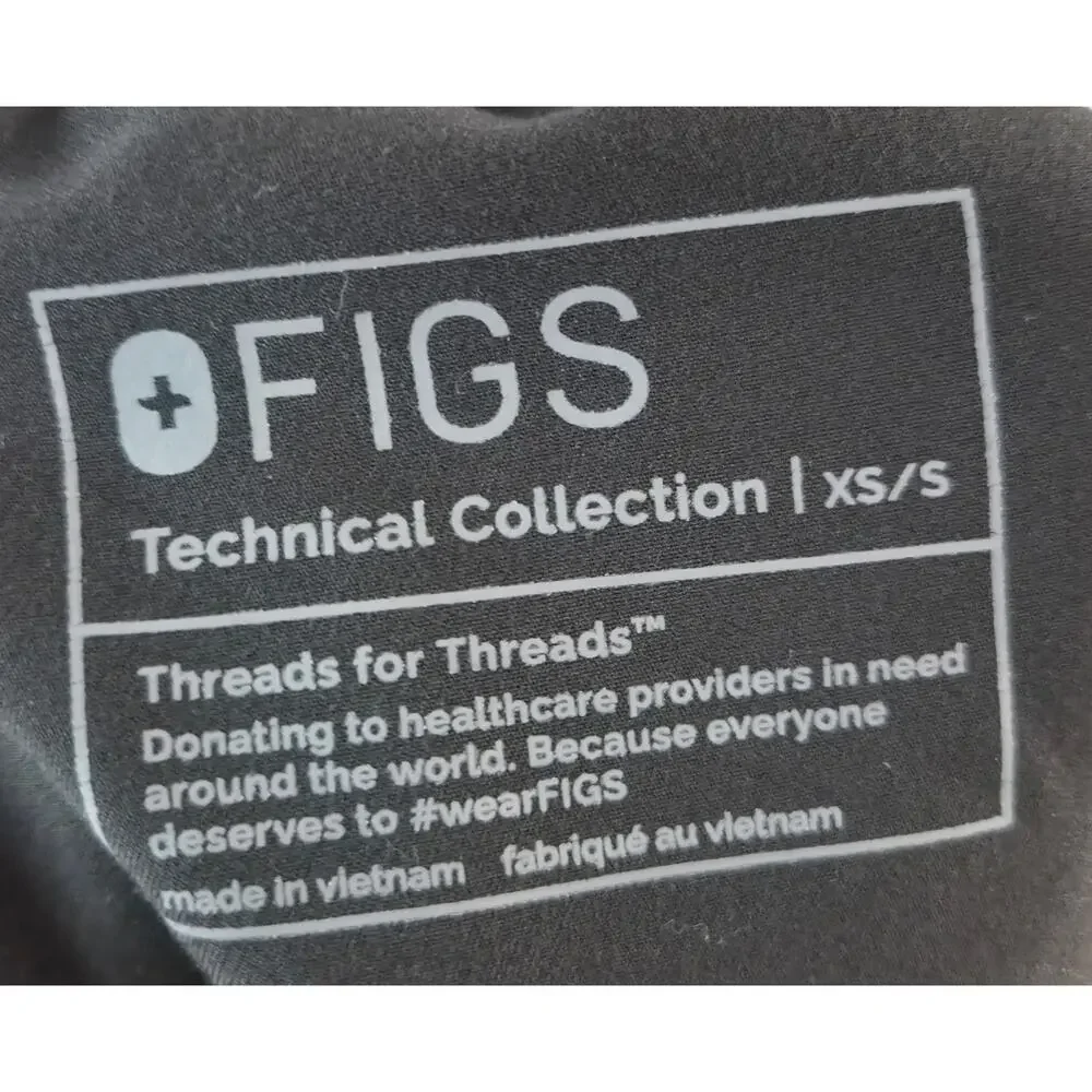 FIGS Technical Collection Black Scrub Set XS Top XS/S Small Jogger Pants pockets - Picture 5 of 6